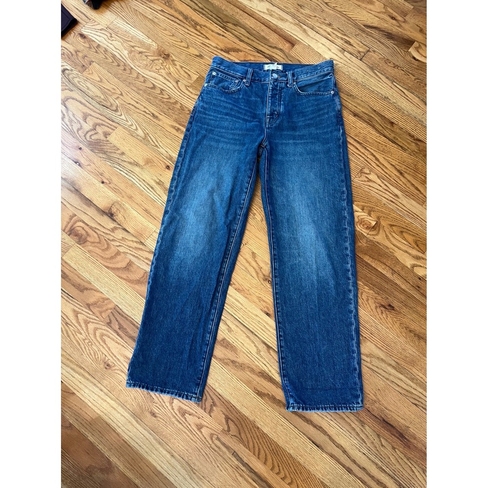 Madewell Low-Slung Straight Jeans Medium Indigo Button Fly Size 25